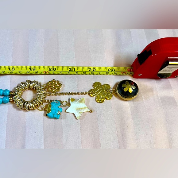 Artisan handmade turquoise and red jasper long necklace - Picture 6 of 7